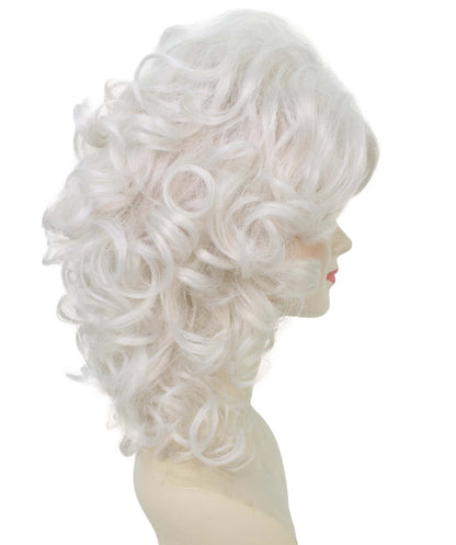 HPO  Women’s Puffy Wavy Country Music Star White Wig