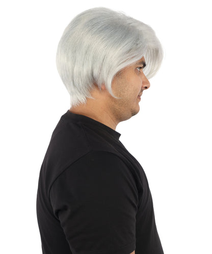 HPO Men’s Blonde Wig with Long Side Bangs  | Flame-retardant Synthetic | Ideal for Cosplay, Halloween & Party Looks