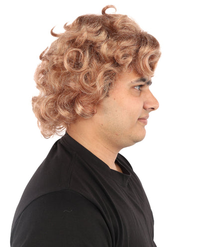 HPO Men's Animated Character 11 Inch Golden Blonde Curly Wig | Capless Flame-Resistant Synthetic | Fantasy Hero Costume Hair