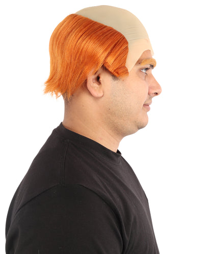 HPO Men's Short Pumpkin Pageboy Retro Wig | Layered Synthetic Hair with Center Part & Sideburns | Classic Fancy Dress Party Cosplay Wig