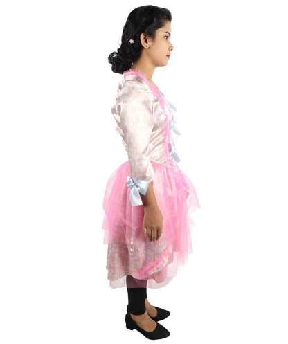 HPO Women's Marie Antoinette Pink Historical French Queen Costume  | Suitable for Halloween | Synthetic Fabric