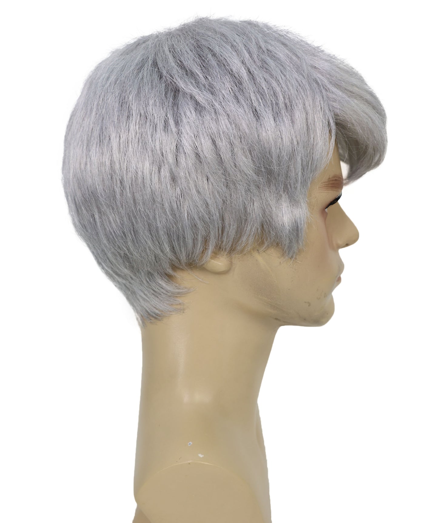HPO Men's Futuristic Spiky Grey Fighter Wig | Short Textured Cosplay Hairpiece | Combat-Inspired Costume Wig for Halloween, Cosplay, Stage Acts & Themed Events