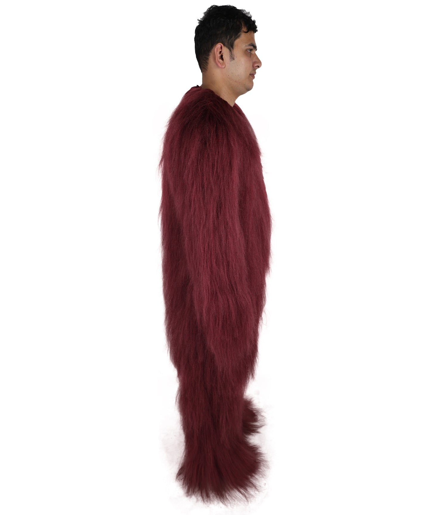 HPO Unisex Extreme Hairy Person Costume, Mask and Bundle - Full-Body Hair Suit Extra-Long Ash Brown Costume Wig for Halloween, Cosplay & Parties