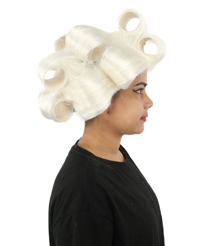 HPO Adult Women's Retro Roller Set Pink Wig | Multiple Color Options, create of synthetic fiber, large cylindrical curler texture, capless cap | Party, Halloween, theater, drag, performance, costume events