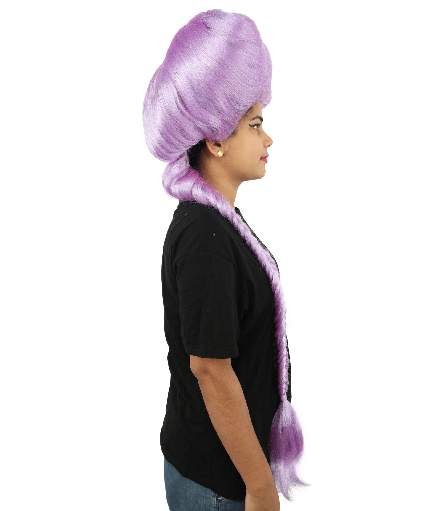 HPO Women’s Extra Long Golden Brown Count Dracula Wig | 42 Inch Synthetic Hairpiece Ideal for Gothic Noble Costume Halloween Cosplay Party Fancy Dress