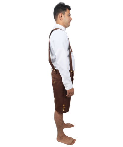 HPO Men’s Genuine Leather Authentic German White & Brown Costume – Traditional Bavarian Outfit
