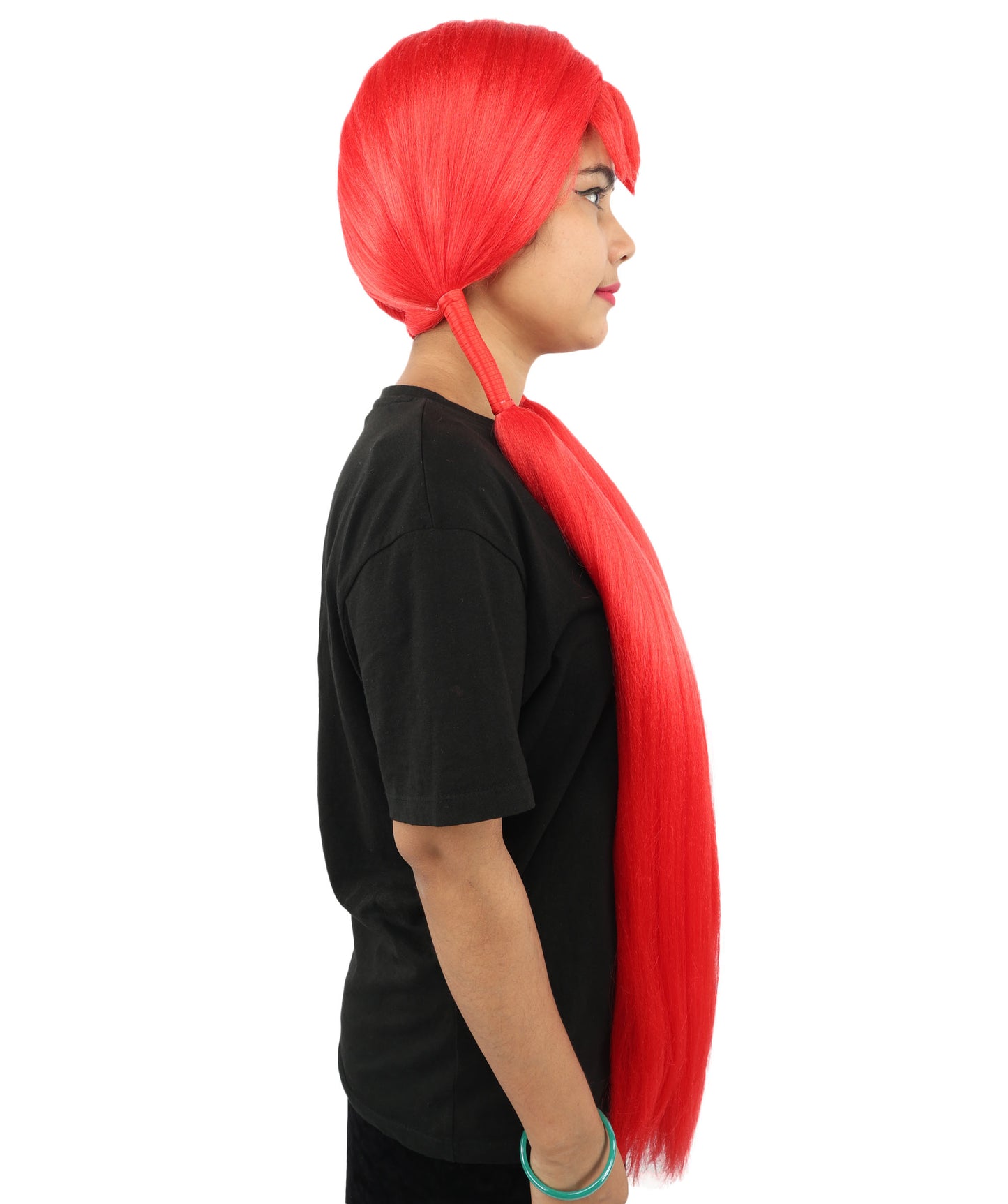 HPO Women's Extra Long Pigtail Wig | Multicolor Options | Floor Length Straight Twin Tails with Bangs, Heat Friendly Synthetic Fiber & Adjustable Cap | Halloween, Fairy Roleplay, Magical Girl Theme, Theater & Carnival