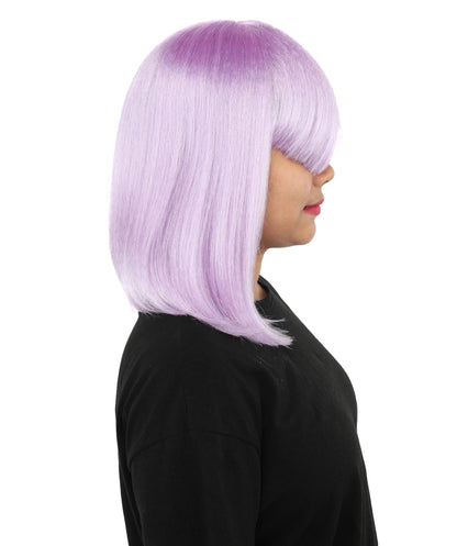 HPO Adult Women's Asymmetrical Bangs Bob Wig | Multiple Color Options | Create of synthetic fiber, sleek straight volume, breathable capless base | Party, Halloween, theater, drag, performance, costume events