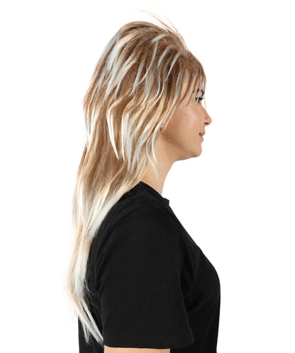 HPO Women's Medium Length 80’s Famous Fancy Sparkle Multiple Wig | Halloween and Party Wig | Flame-retardant Synthetic Fiber, Premium Breathable Capless Cap