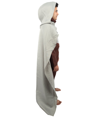 HPO Men's Fictional Character Long Grey & Brown Costume, Perfect for Halloween, Flame-retardant Synthetic Fabric