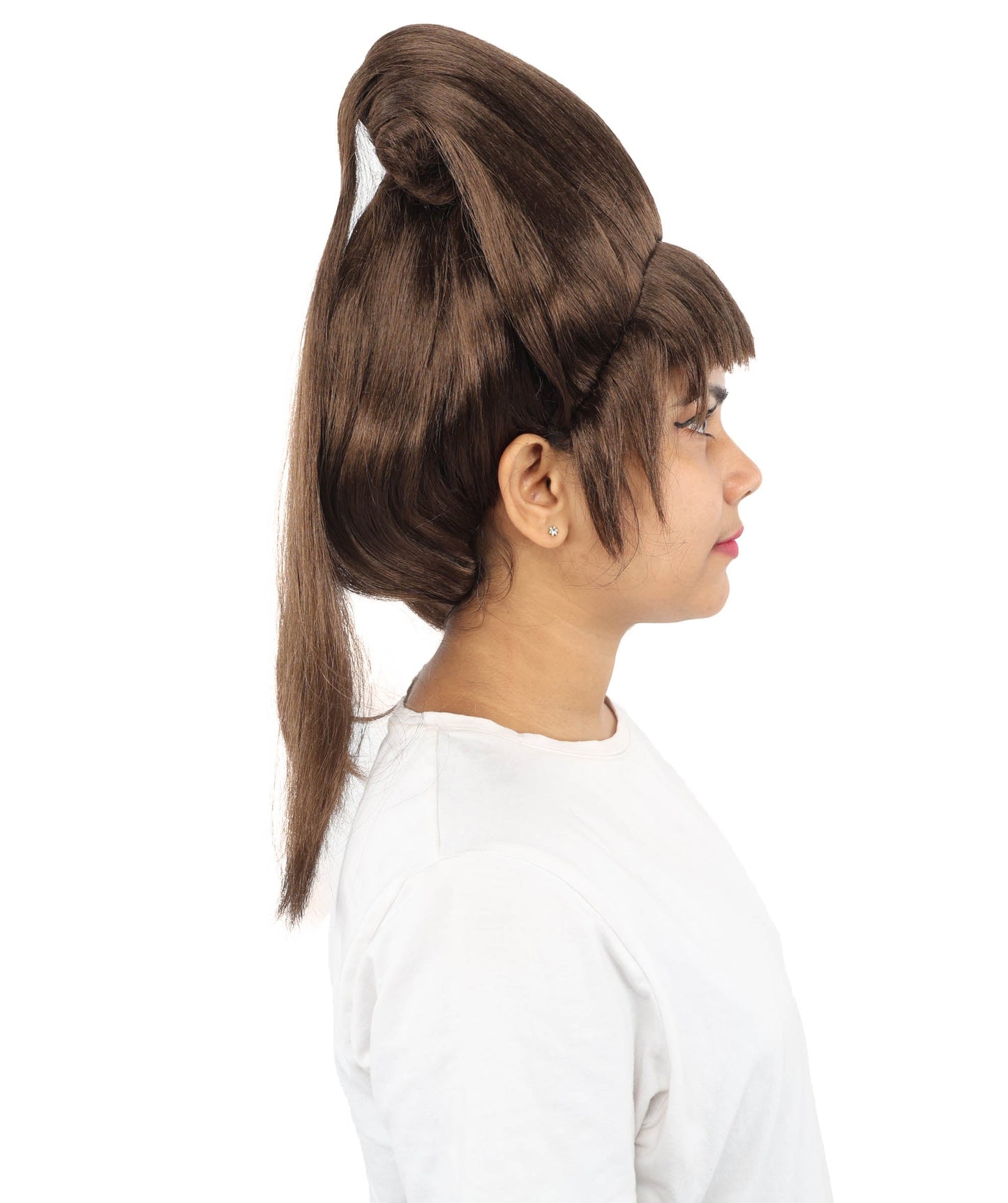 HPO Adult Women's Avant-Garde Bouffant Wig | Multiple Color Options | Create of synthetic fiber, massive smooth updo with micro bangs, breathable base | Party, Halloween, theater, drag, performance, costume events