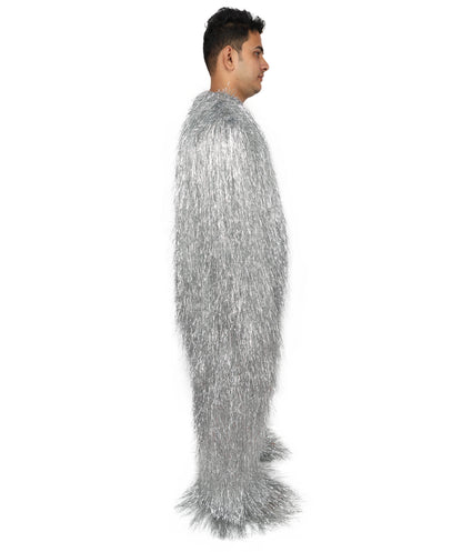 HPO UnisexTinsel Hairy Costume, Bundle & Mask Set | Full-Body Suit & Matching Mask | Long Hair Funny Costume for Halloween, Performers, Cosplay & Mascots | Multicolor Options