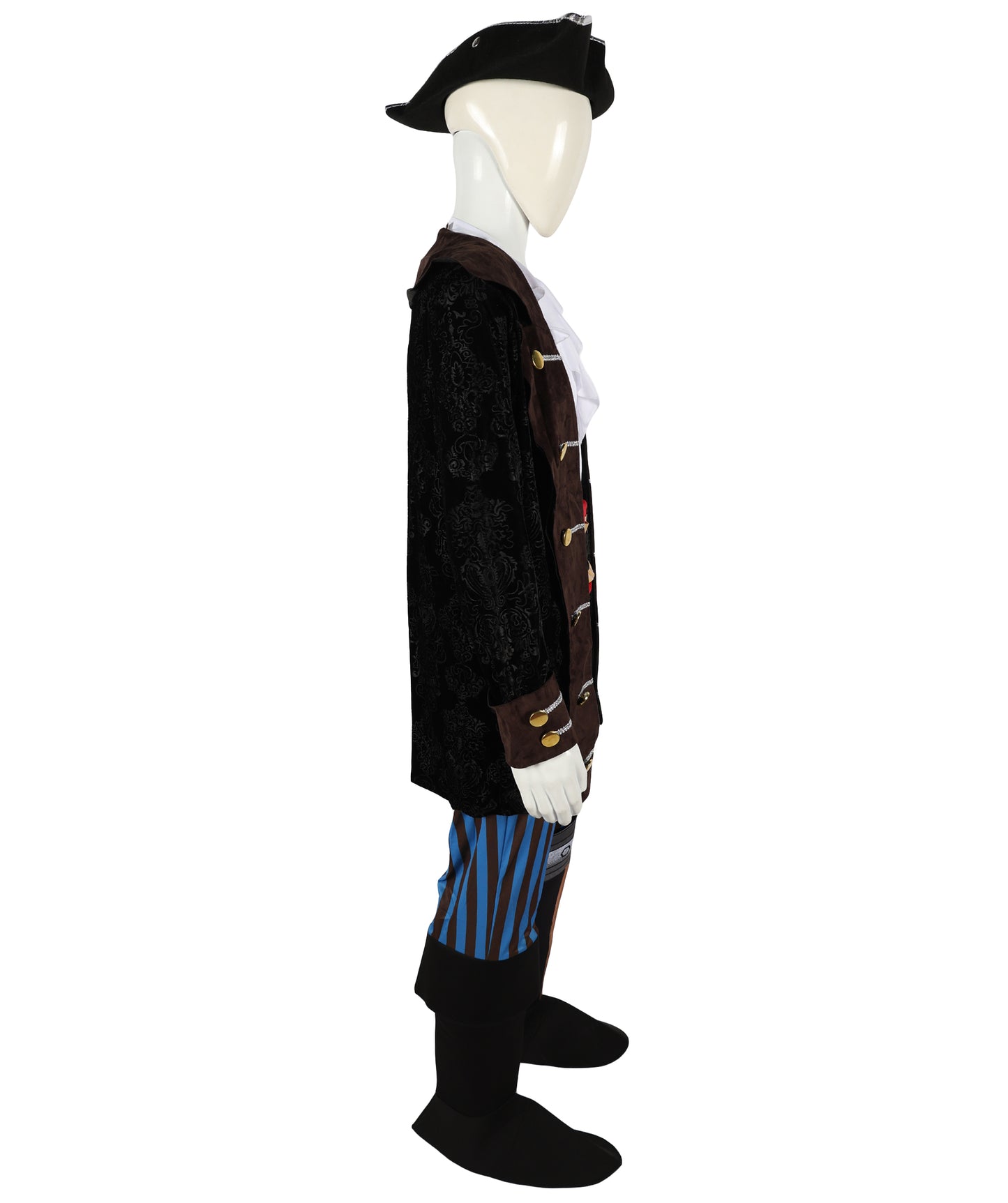 HPO Adult Men’s Pirate Jacket Halloween Costume | Classic Buccaneer Style Coat with Gold Trim and Lace Cuffs | Costume Parties & Themed Events
