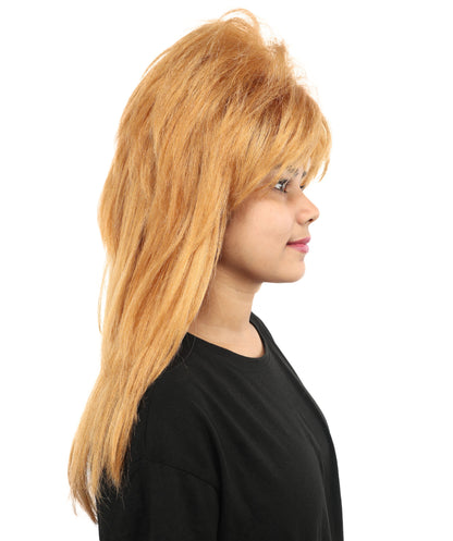 HPO Women’s Long Brown Shag Wig | 80s-Inspired Layered Hairpiece with Capless Cap Design | Ideal for Halloween, Disco, and Pop Star Dress-Up