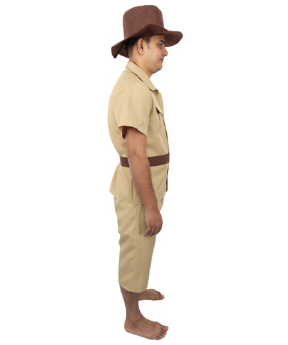 HPO Men's Safari Guide Costume – Khaki Adventure Themed Outfit | Explorer Presentation Costumes for Events and Cosplay Parties