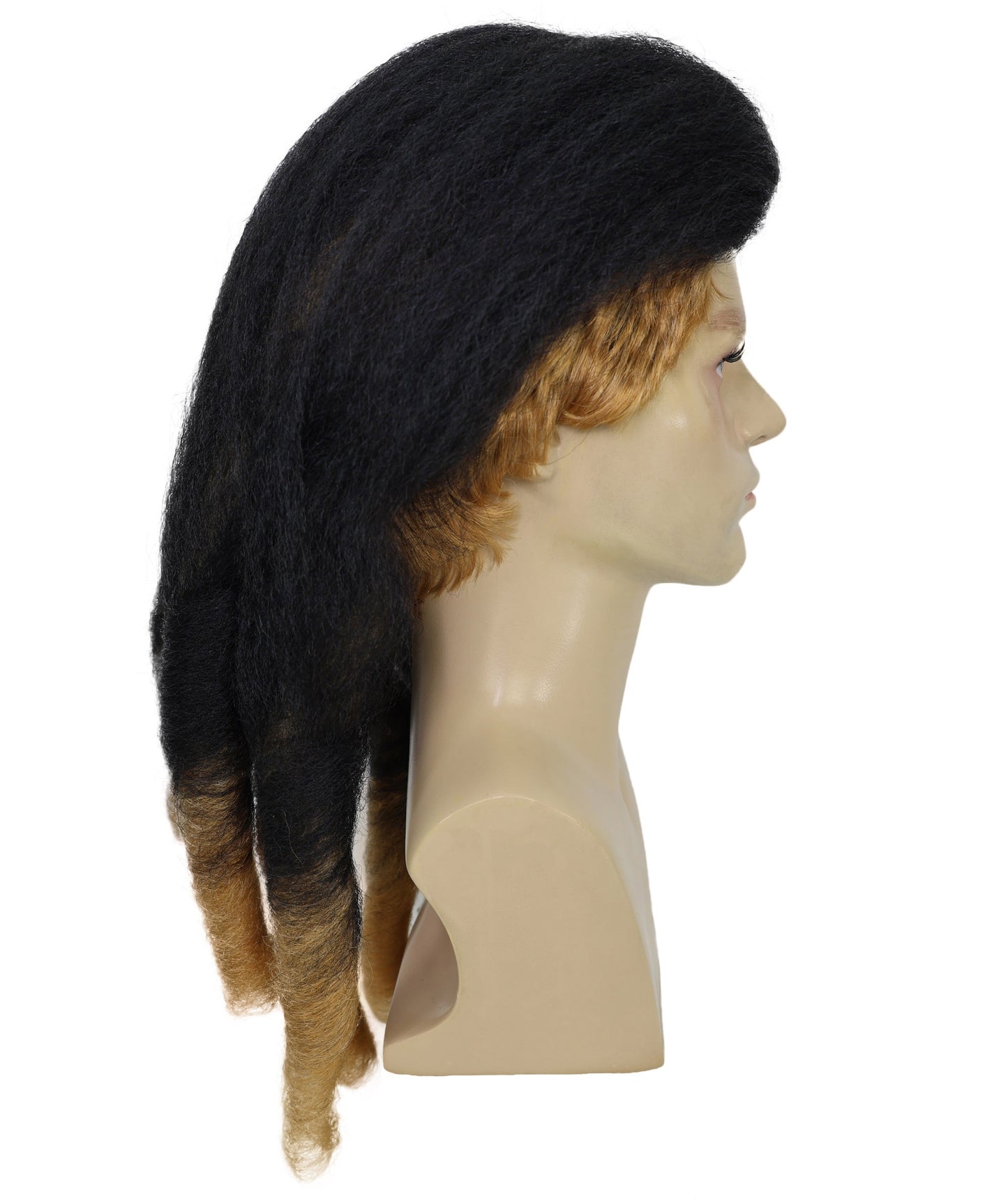 HPO Adult Men’s Short Teased Spiky Wig | Wild & Youthful Gold Blonde Mix Streaked Hairstyle for Costume Events