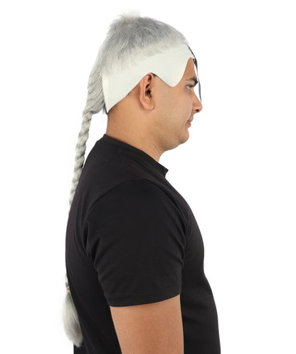 HPO Adult Men's Men's Adhesive Front Military Wig | Multicolor Options | Dark High and Tight Style with Glue-On Sideburns, Synthetic Fiber & Realistic Hairline | Halloween, Sci-Fi Roleplay, Special Effects Makeup & Costume Events