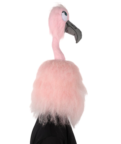 HPO Uuisex Full-Body Plush Pink Flamingo Bird Costume Set with Oversized Mask & Full Suit| Perfect for Halloween| Flame-retardant Synthetic Fabric