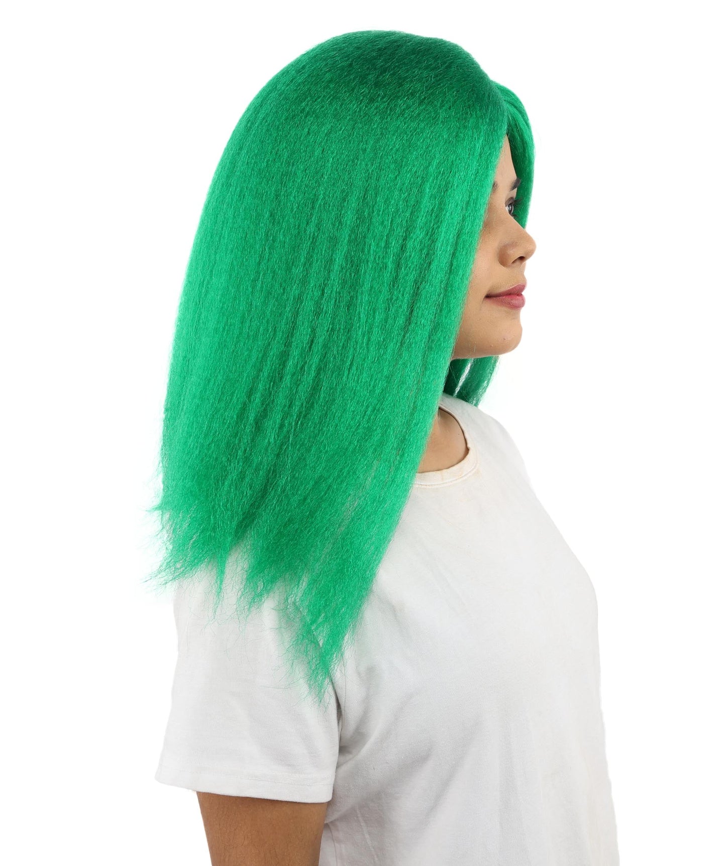 HPO Adult Women's Long Rounded Cartoon Hair Wig | Multiple Color Options | Bubble Bob, Deep Side Part, Heat Friendly Synthetic Strands & Breathable Net | Fancy Dress, Stage Show, Animated Character Events, Halloween & Festival