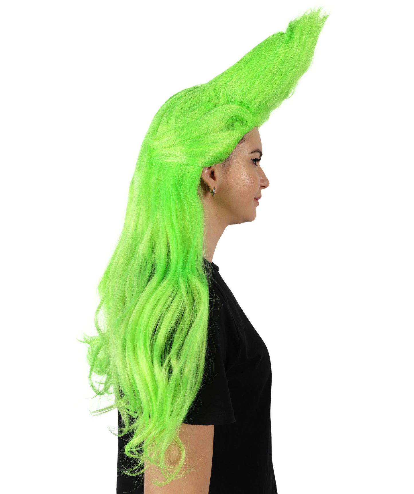 HPO Women's Green Drag Queen Wig I Halloween Wig I Flame-retardant Synthetic Fiber