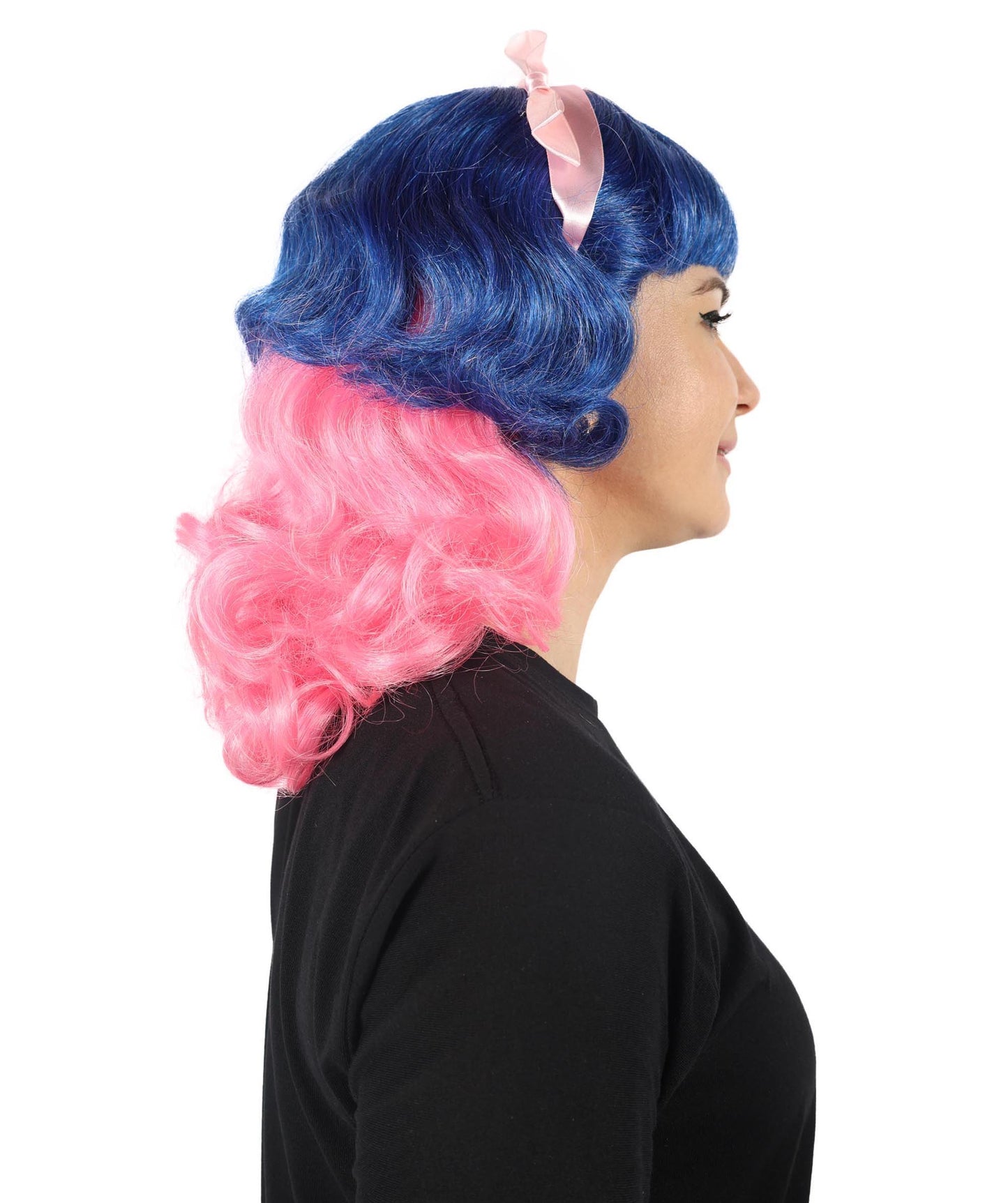 Women's Short Wavy Multicolor Double Bow Celebrity Wig | Halloween Wig | Flame-retardant Synthetic Fiber