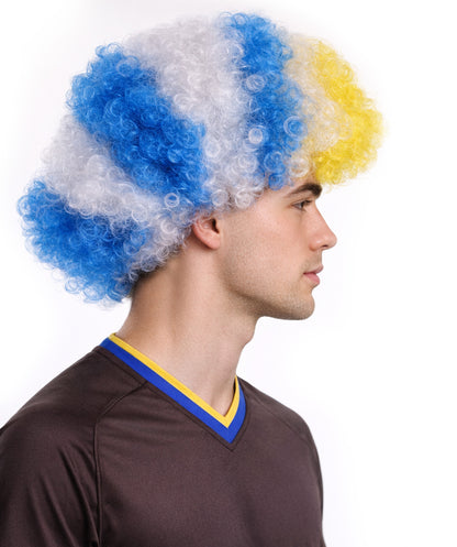 Uruguay Sport Afro Fun Wig | Jumbo Blue White Wig