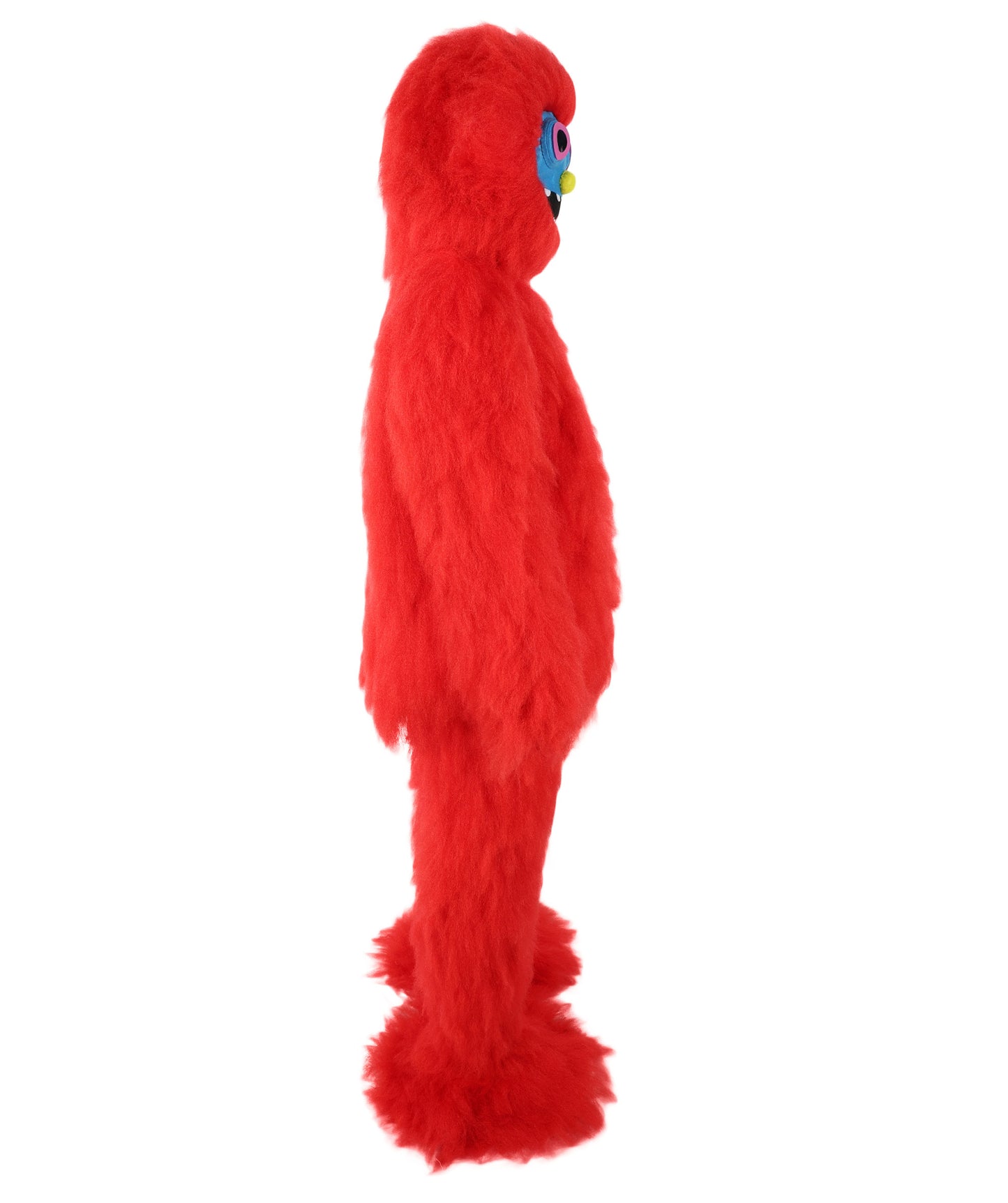 HPO Unisex Red Furry Monster Costume Set Full-Body Plush Cosplay Suit with Mask & Oversized Feet| Perfect for Halloween| Flame-retardant Synthetic Fabric