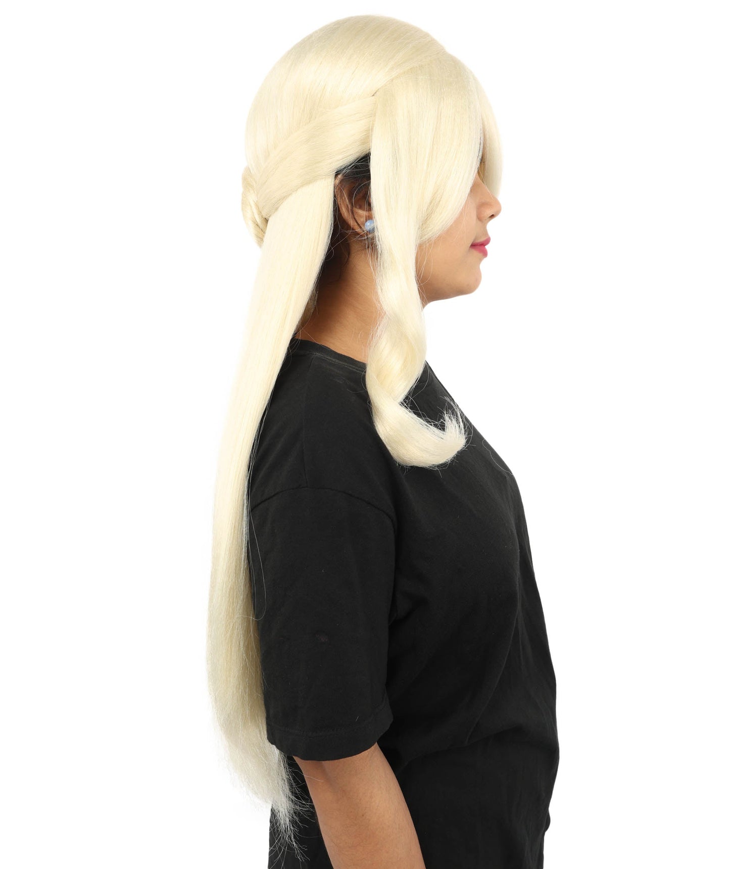 HPO Adult Women's Anime Character Wig | Multiple Color Options | Synthetic Fiber with Side Swept Bangs and Top Tuft | Halloween Party and Comic Con Events