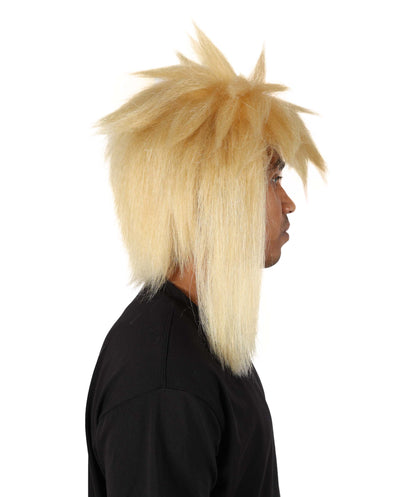 HPO Adult Men'S Anime Blonde Fluffy Cosplay Wig | Spiky Layered Hairpiece for Halloween Carnival Role Play Party Fun