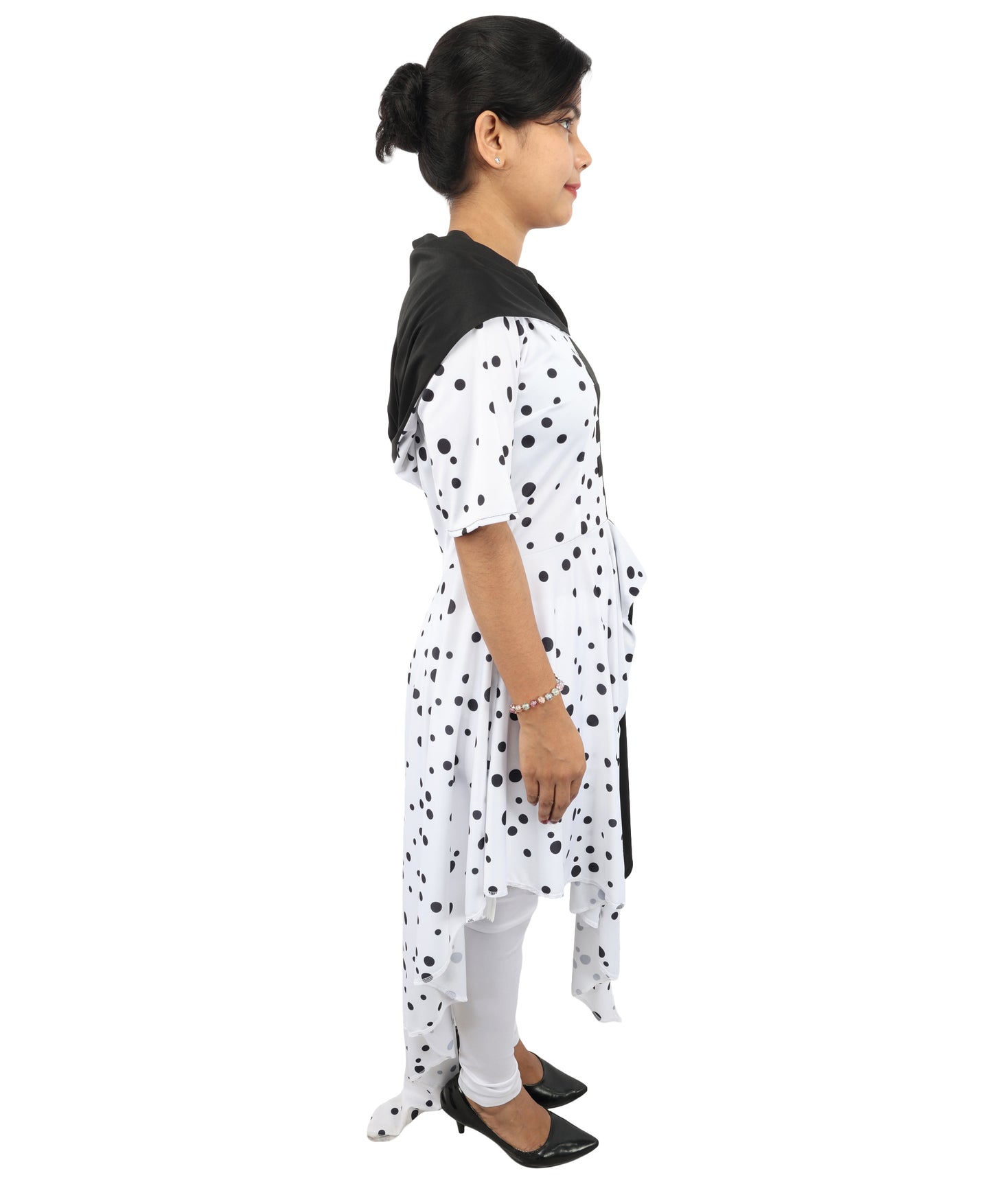 Black & White Costume Dress with Matching Gloves | Retro Party Outfit for Halloween, Cosplay, Carnival, Stage & Themed Events