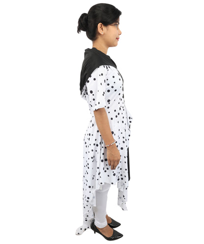 Black & White Costume Dress with Matching Gloves | Retro Party Outfit for Halloween, Cosplay, Carnival, Stage & Themed Events