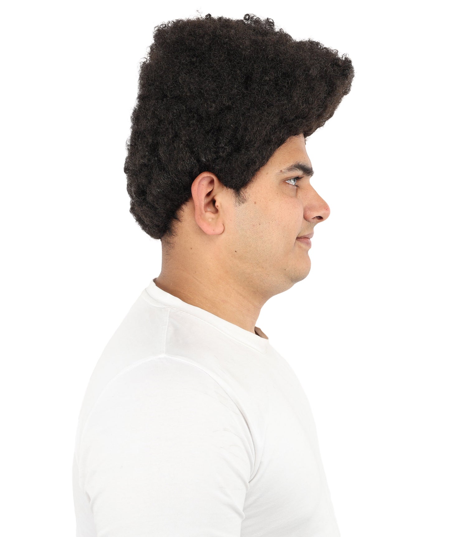 HPO Men’s Movie Character High Top Flat Brown Wig – Flame-retardant Synthetic Fiber | Retro Cosplay Hair for Halloween Party & Cosplay