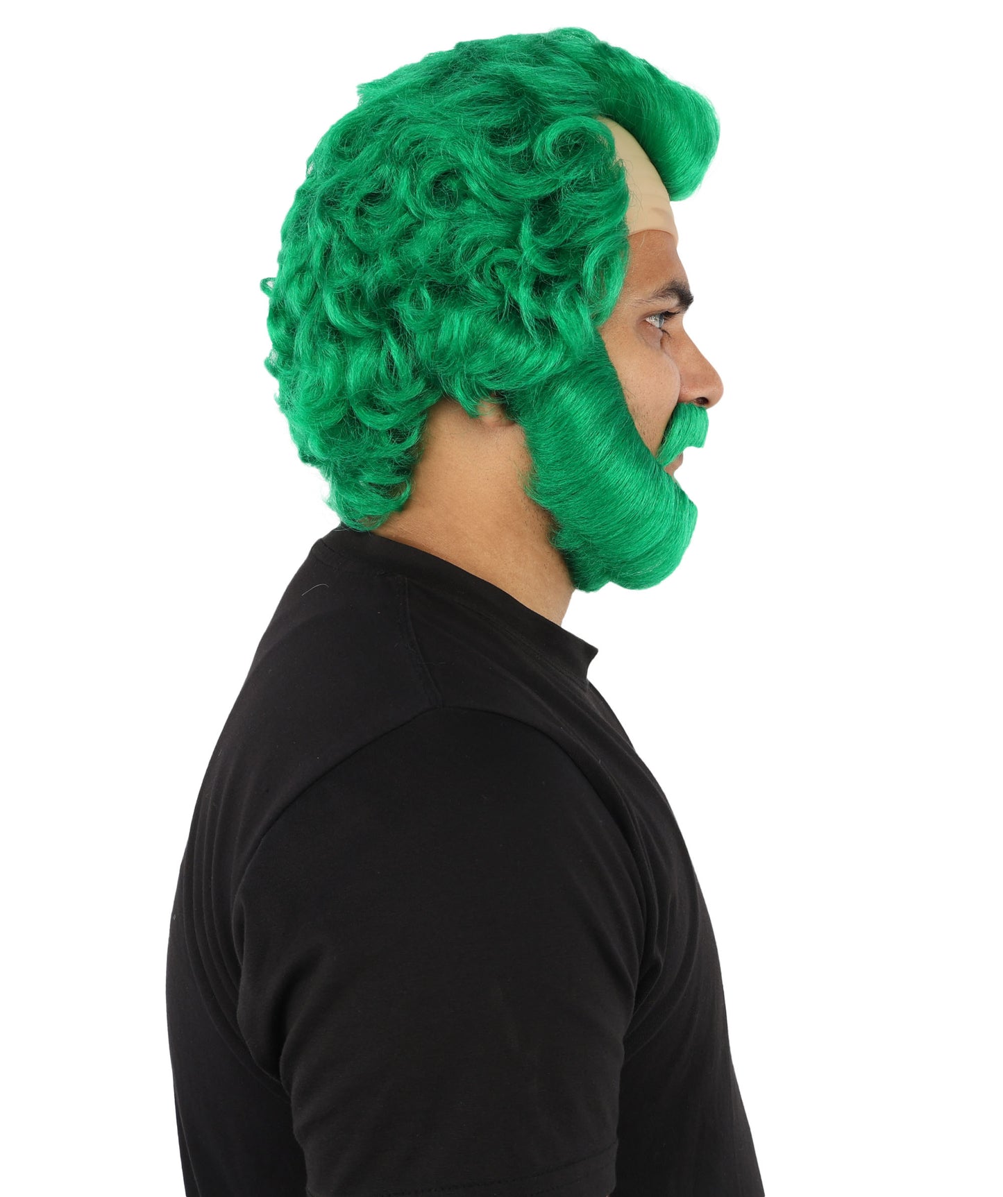 HPO Men’s Short Brown Curly Wig Beard & Mustache Set – Messy Sleepy Style Wig with Natural Afro Curls | Animated Movie-Inspired for Halloween & Cosplay Characters