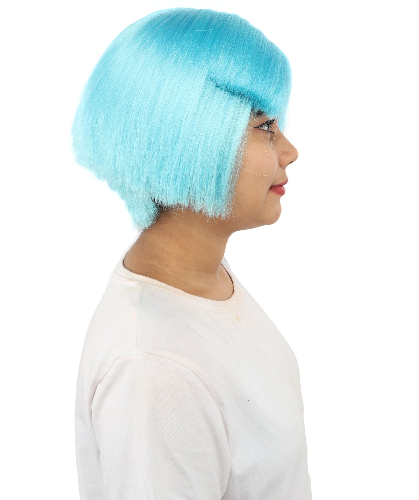 HPO Women’s Neon Yellow Bob Wig with Bangs—Bright Straight Cut Wig | Celebrity Inspired Hairpiece for Party, Halloween and Cosplay