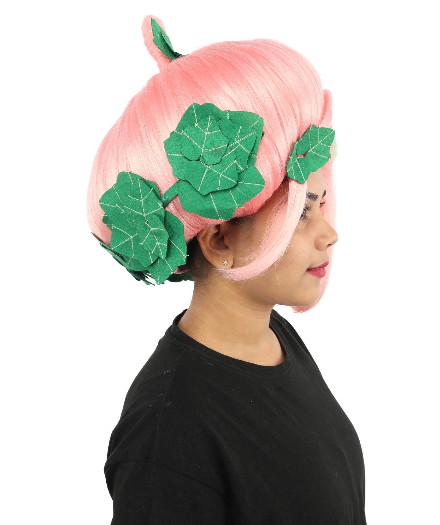 HPO Adult Women's Sculpted Pumpkin Show Wig | Multiple Color Options | Create of synthetic fiber, massive spherical updo with green leaf accents, breathable base | Halloween, theater, drag, performance, party, costume events