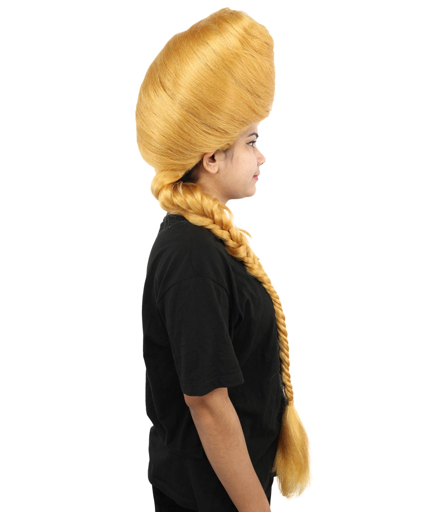 HPO Women’s Extra Long Golden Brown Count Dracula Wig | 42 Inch Synthetic Hairpiece Ideal for Gothic Noble Costume Halloween Cosplay Party Fancy Dress