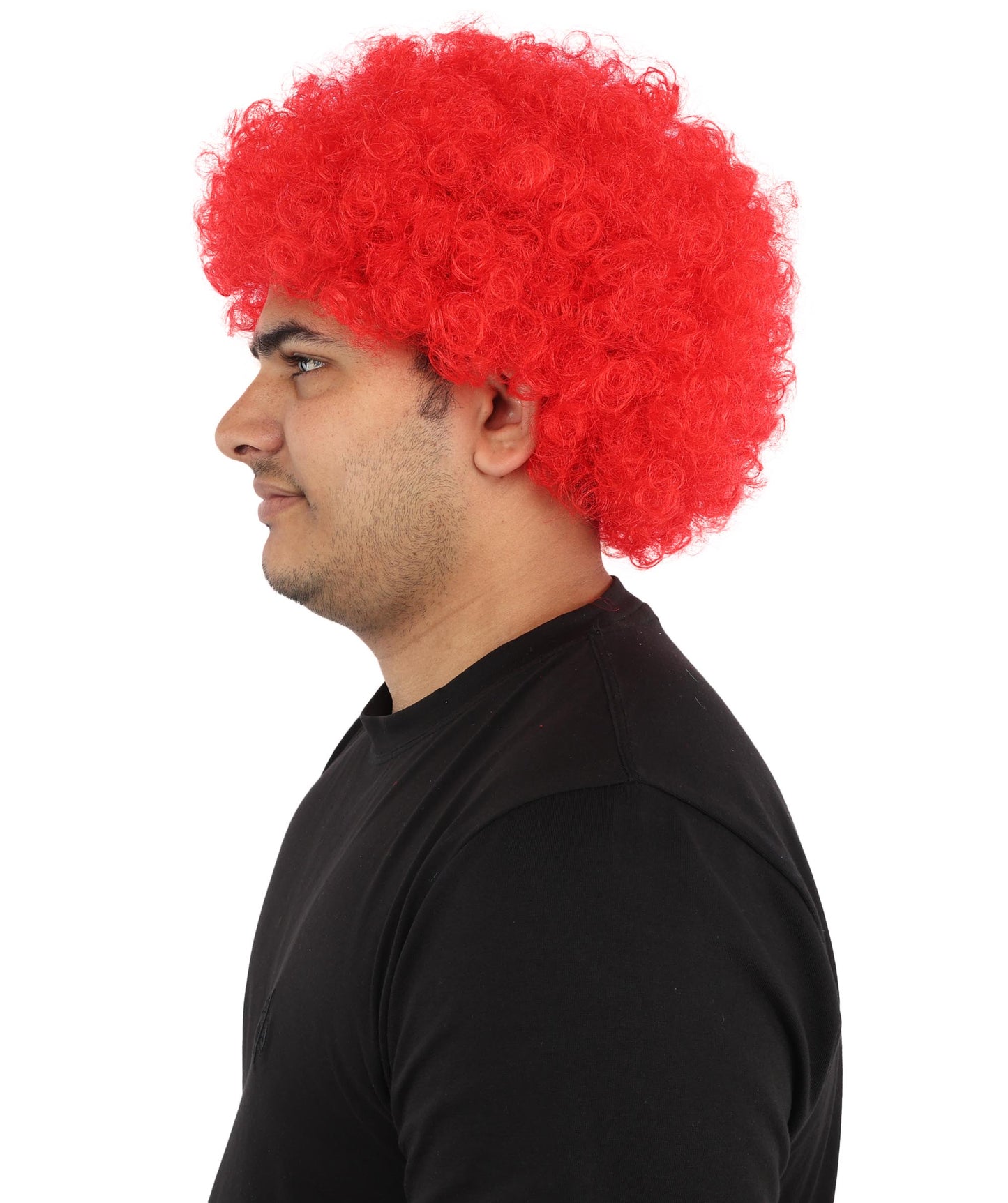 HPO Men's Multi-Color Options Curly Clown Wig | Flame-Retardant Synthetic Fiber and Standard Cap | Ideal for Parties, Cosplay, and Themed Events