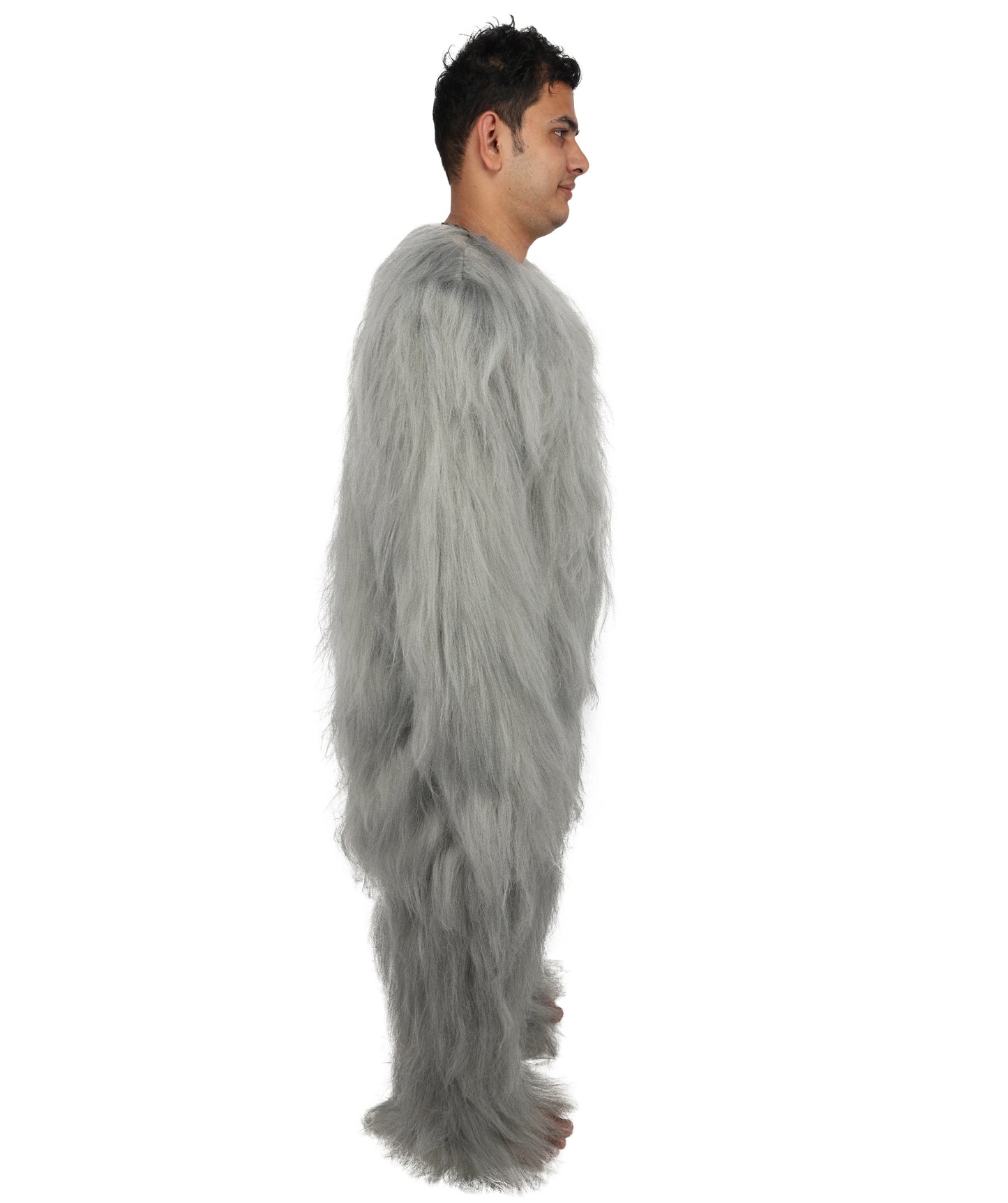 HPO Unisex Extreme Hairy Person Costume, Mask and Bundle - Full-Body Hair Suit Extra-Long Ash Brown Costume Wig for Halloween, Cosplay & Parties