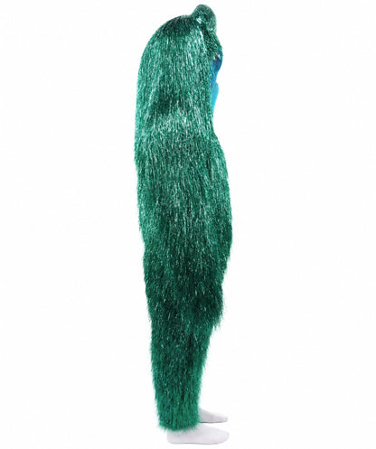 HPO Unisex Teen Extreme Tinsel Hairy Person Costume Bundle & Mask Set - Full-Body Tinsel Hair Suit Extra-Long Costume Wig for Halloween, Cosplay & Parties - Multiple Color Options