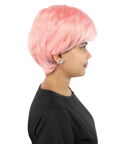 HPO Adult Women’s Short Black Wig | 10 Inch, Sleek and Smooth Bob Hairpiece | Ideal for Cosplay, Costume, and Themed Events