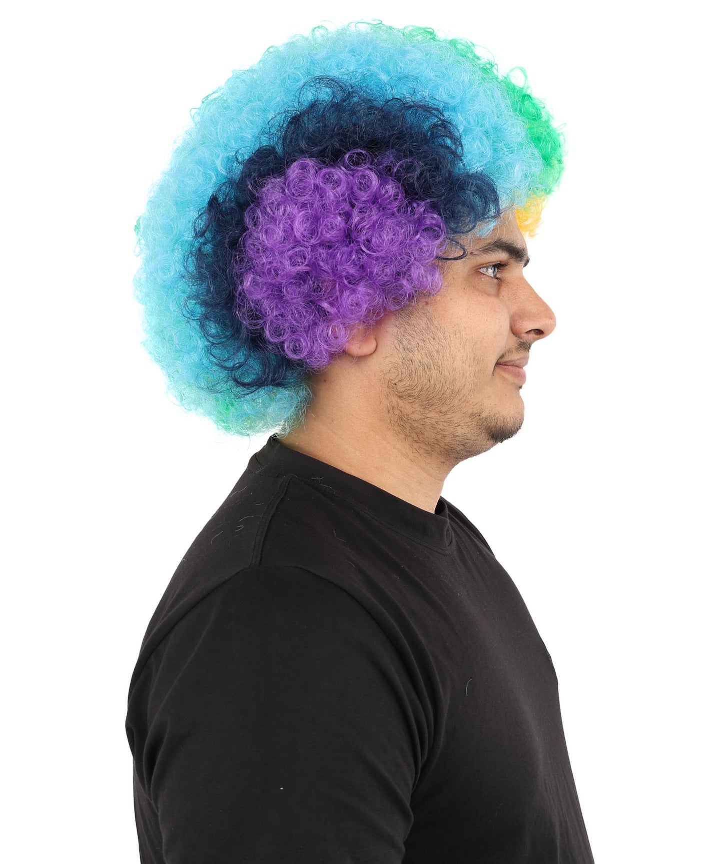 HPO Unisex Rainbow Afro Clown Wig | Multicolor Hairpiece with Standard Cap Design | Suitable for Cosplay, Parties, and Themed Events