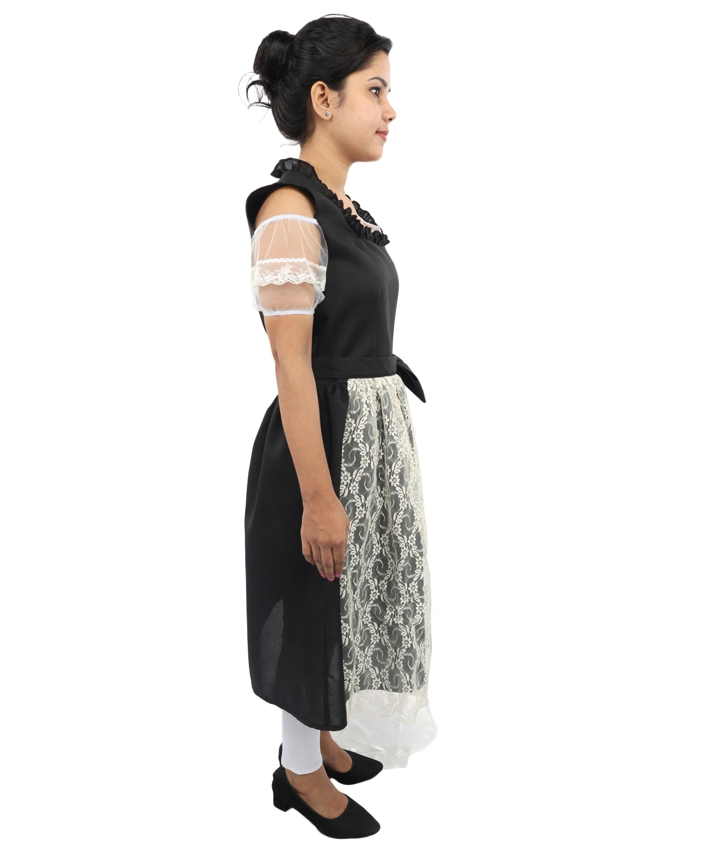 HPO Women’s Black & White 3-Piece Oktoberfest Dirndl Dress Costume – Traditional German Outfit