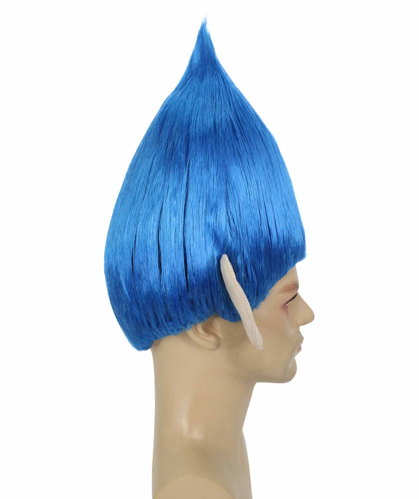 HPO Men's Pointy Diamond Guy Troll Wig with Blue Ears,Multiple Color,Flame-Retardant Synthetic Fiber