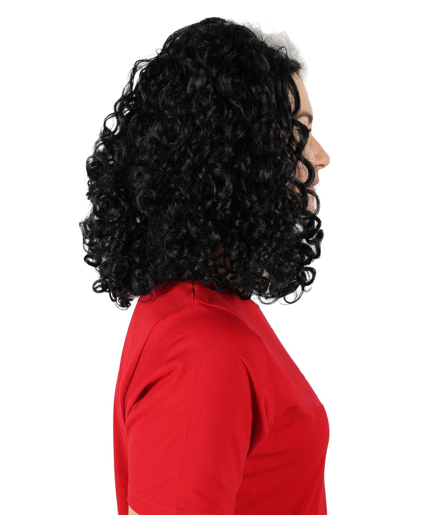 Women's Dark Brown Color Curly Shoulder Length Trendy Roseanna Actress Wig