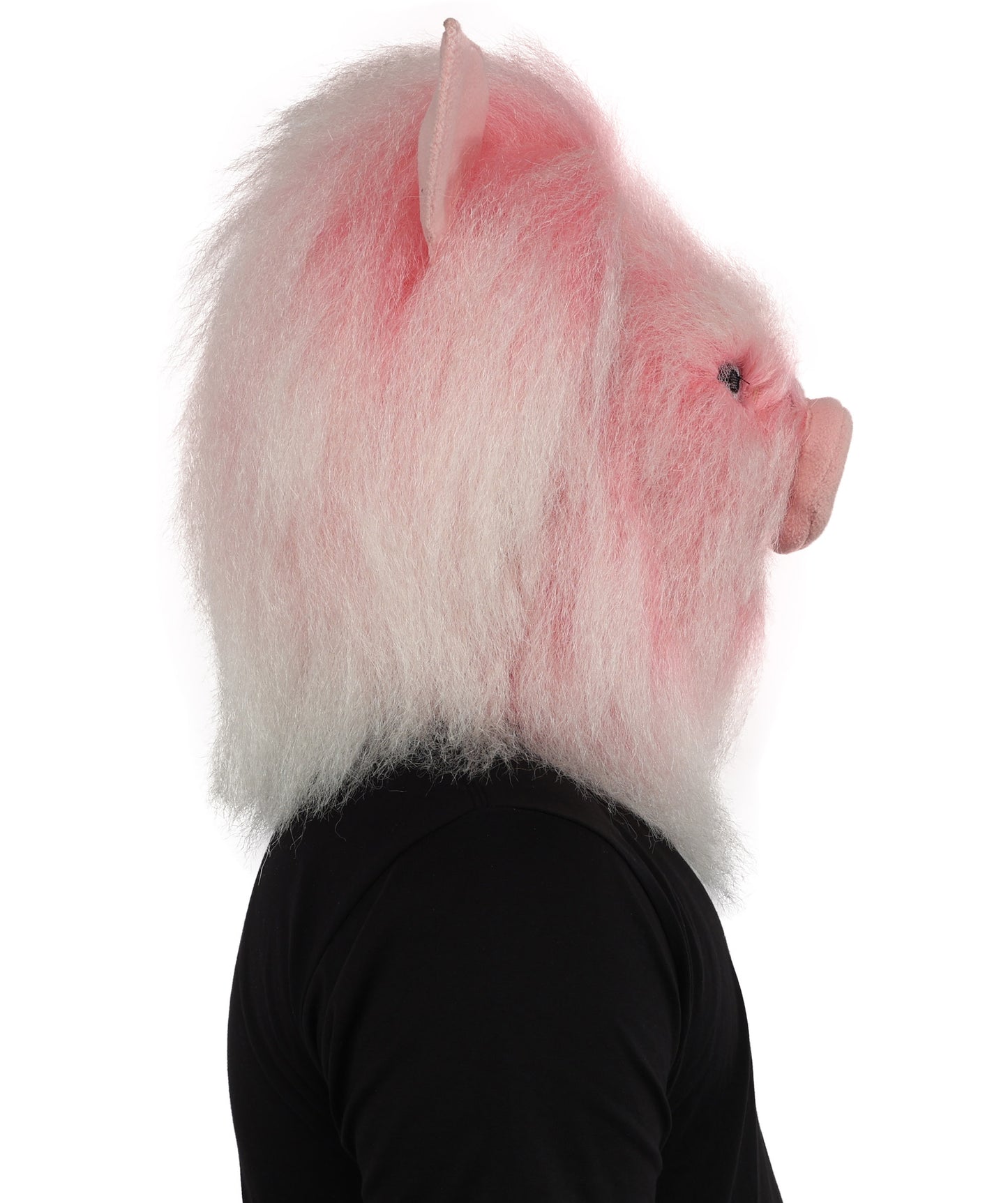 HPO Adult White & Pink Animal Fur Monster Bundle Costume & Mask Set – Full Body Suit with 13 Inch Head Mask for Adults | Funny Furry Pig-Inspired Outfit for Cosplay, Theatre & Halloween Party Events