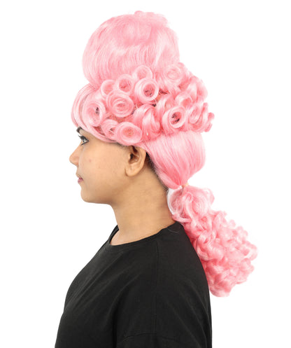 HPO Women's Light Pink Rococo Wig | Elegant 18th Century Style Synthetic Hairpiece | Cosplay,  Parties, Stage Performances & Photoshoots