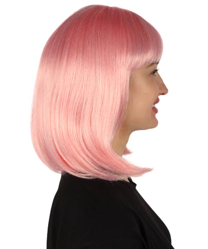HPO Women's Shoulder Length Bob Wig Collection | Straight Halloween Wig Multiple Color Option | Premium Breathable Capless Cap
