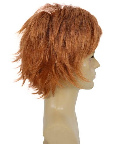 HPO Adult Men’s Long Fringed Strawberry Blonde Wig | Layered Shag Style with Frayed Bangs, Parties & Themed Events