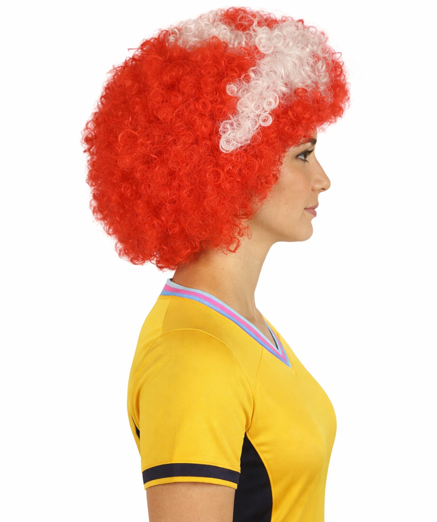 Denmark Flag Bob style Afro Wig | National Pride Red Halloween