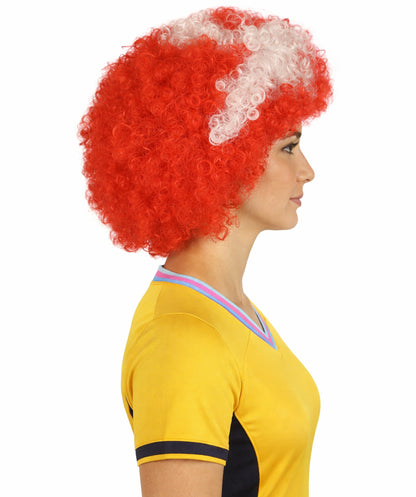 Denmark Flag Bob style Afro Wig | National Pride Red Halloween